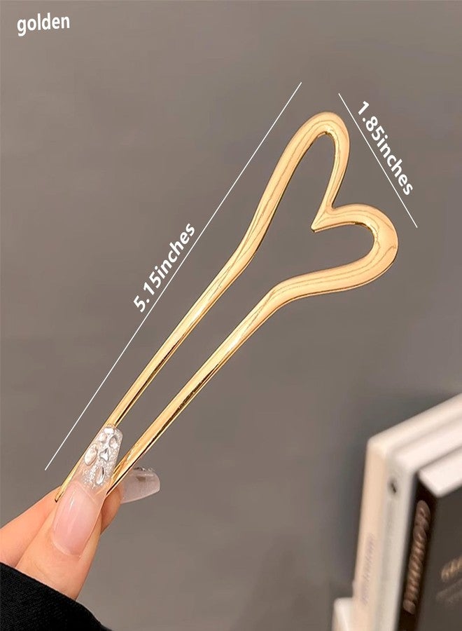 Snmzlc French hair pins for women 2pcs,Suitable for Braids, Buns and Updos with No Hair Damage,Metal U-shaped Pin Great Hold,Suitable for fine & thick hair US292. (5.15 inches Heart U-shaped) - Image 3